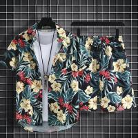 Traje de playa con diseño Floral para hombre, Polo de gran tamaño con mangas 3/4 y pantalones cortos - details 1