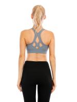 Top corto de manga corta para mujer, camisa deportiva de Yoga, color azul gris - details 4