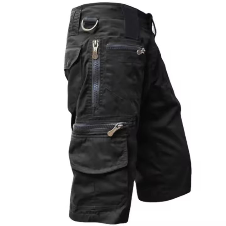 Pantalones cortos con estilo, pantalones cortos tipo cargo de verano de cintura media, pantalones con bolsillo con cremallera que absorben el sudor - 1