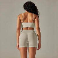 Conjunto Deportivo de Yoga sin Costuras para Mujeres Sports Bra Sin Mangas, Pantalones Cortos - details 7