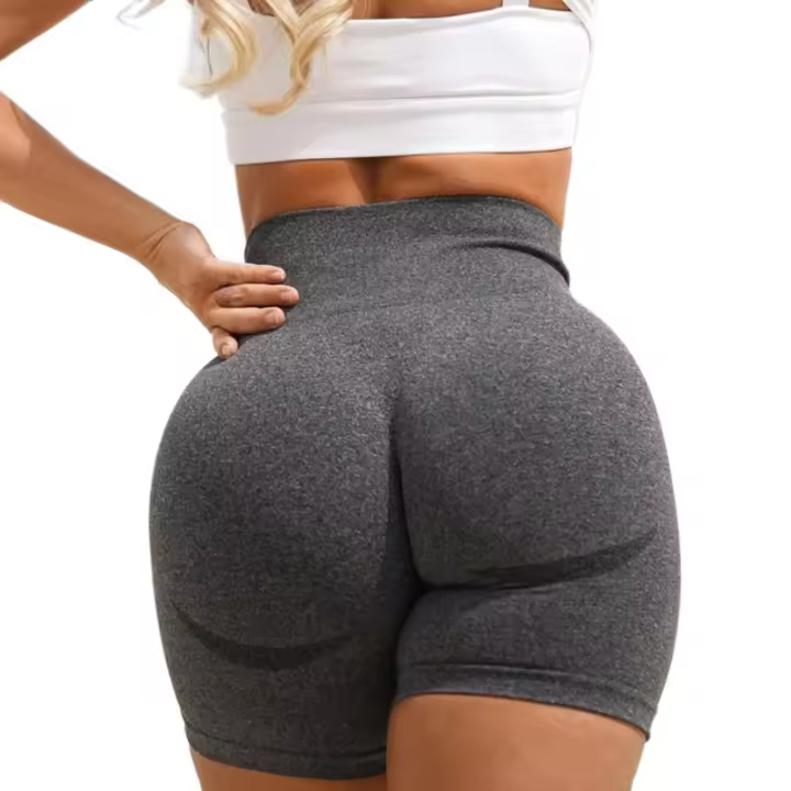 Nuevos pantalones cortos deportivos de cintura alta sin costuras con forma de sonrisa para mujer, pantalones cortos de entrenamiento de Yoga con realce, pantalones cortos sexys para correr y Fitness - 1