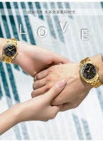 Reloj de pareja de oro completo dos y medio calendario reloj de cuarzo para hombres y mujeres - details 8