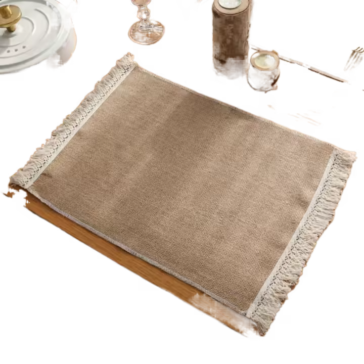 Manteles individuales de lino y algodón con flecos naturales, suaves y sencillos, decoración de mesa, manteles individuales - 1
