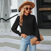 Tops con cuello para mujer, camiseta de algodón lisa holgada para otoño e invierno, camiseta elegante, moda, - details 7