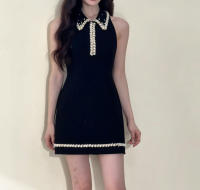 Xiaoxiangfeng Qianjin Miu serie cintura de mujer ceñida, adelgazante, sensación de alta gama, vestido pequeño con cuentas de uñas de industria pesada, - details 4