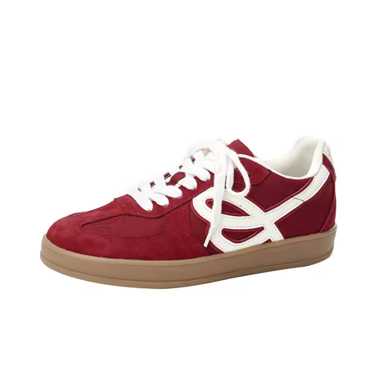 Nuevo cuero retro transpirable cabeza redonda con cordones zapatos de tabla de entrenamiento alemanes ligeros de suela gruesa - 1