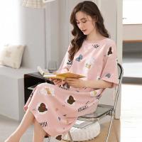 Pijama De Verano Para Mujer Camisón Corto Con Mangas Camisón Grande Talla Grande Ropa De Dormir Estilo Coreano Con Dibujos - details 5