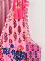 Ropa de otoño de 2024, mujer floral rosa, estampado de anacardo superior, chaleco vintage abotonado, chaleco acolchado para mujer con lazo frontal - details 24