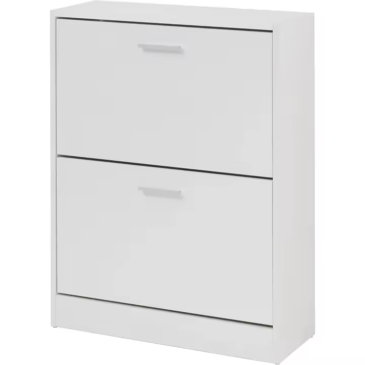 Puertas de Entrada de Madera Melamina Armario de Zapatos de 12 Pares con Doble Fondo y 2 Puertas Abatibles 24x63x81 cm - 1