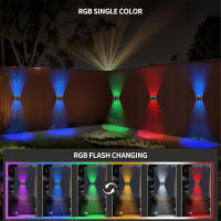 Lámpara de Pared Solar RGB de 4/6/8 LED de RXUNS Luz Moderna Impermeable para Exteriores con 2 Modos de Jardín Luz de Patio Garaje Puerta con Bombilla LED y Plástico ABS - details 1