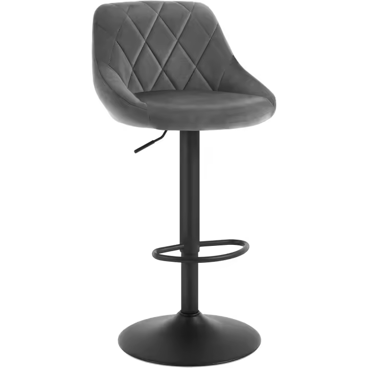 1x Taburete de Bar con Respaldo Terciopelo Taburetes Alto Cocina Regulable en Altura Taburete Giratorio Sillas Bar Taburete de Escritorio Gris Oscuro BH219dgr-1 - 1