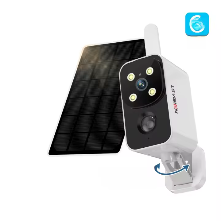 Cámara de seguridad exterior Wifi de 4MP Solar Outdoor 180 ° Rotación de la sartén Tarjeta SlM 4G Cámaras de protección segura PlR Detección humana Batería de baja potencia y larga duración Batería de 9000 mAh Cámara Ubox APP - 1