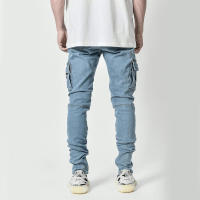 Jeans Skinny Ruptured Moda Callejera Para Hombres Con Multiple Bolsillos Largos Cargadores Elásticos Suaves De Denim Slim Fit Pantalones De Verano Y Otoño - details 7