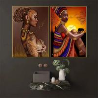 Pintura de Mujer Africana en Lienzo Arte de Pared Moderno para Sala de Estar Decoración del Hogar JUBEER Material de Lienzo - details 4