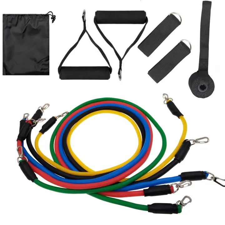 11 unids/set de tubos bandas elásticas de resistencia gimnasio en casa de entrenamiento de fuerza cuerda Yoga tensión de la banda de equipos de Fitness - 1