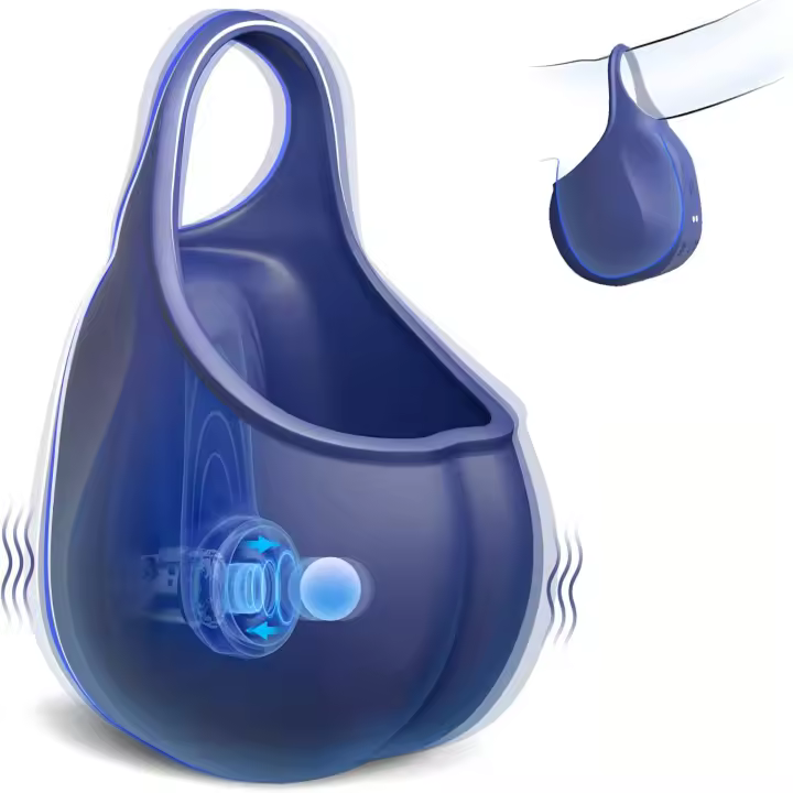 1 anillo vibratorio para pene con masajeador de testículos, bolsa de bola estimulante, bolsa pulsante, anillo de manga vibratoria, pene y escroto, anillo para pene y bolas, eyaculación retardada, orgasmo, juguetes sexuales para adultos - 1