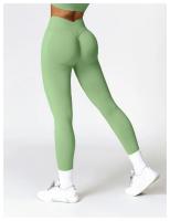 Mallas de Yoga para mujer, pantalones deportivos sin costuras de cintura alta, con realce de caderas, para entrenamiento y correr - details 16