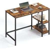 Escritorio con 2 Estantes a la Izquierda o a la Derecha, Mesa de Trabajo, para Salón Oficina, Estructura de Acero, Industrial, Marrón Rústico y Negro Tinta LWD47X - details 12