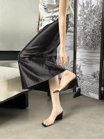 Nuevas sandalias de cuña de cabeza cuadrada de moda simples y versátiles zapatillas de tacón alto transparentes zapatos de mujer con punta abierta - details 8