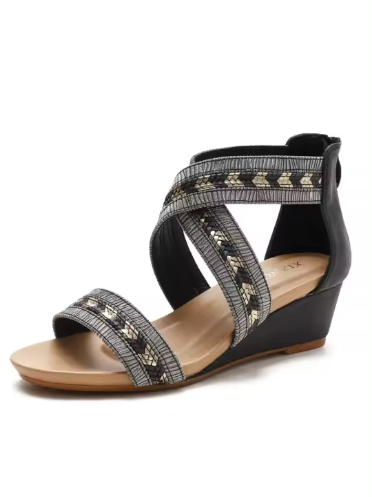 Sandalias de Tacón de Cuña GIOIO Zapatos Romanos de Punta Abierta para Mujer en Verano - 1