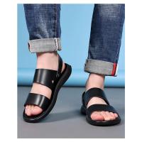 Sandalias cómodas de verano con plataforma para pie plano, sandalias de cuero con suela gruesa antideslizantes para hombre, zapatillas de fondo suave para playa al aire libre - details 12