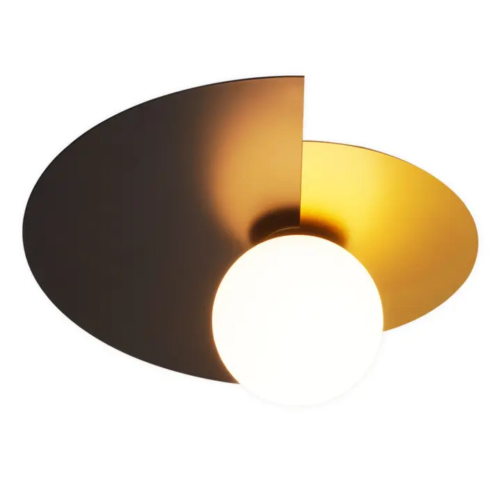 CBJKTX aplique de pared negro dorado pasillo vintage vidrio y metal diseño moderno E14 - 1