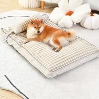 Cama extraíble a cuadros con almohada para perro, cálido y cómodo para dormir profundamente cojín, tela lavable/algodón PP, alfombrillas gruesas para sofá - details 1