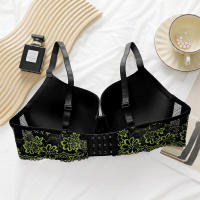 Sujetador transpirable sexy con realce para mujer, estampado floral, talla grande, con ropa interior de acero, copa D - details 7