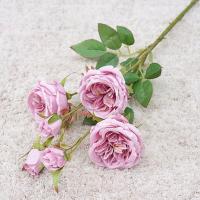 Ramo de rosas artificiales de 6 cabezas, flores de rosas de seda exquisitas de plástico, flores falsas realistas que no se decoloran, decoración del jardín del hogar - details 4