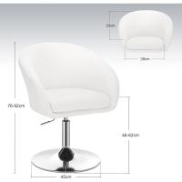 Taburete de Bar Altura Ajustable de Acero Cromado Taburete de Escritorio de Cuero Sintético Blanco - details 1