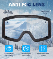 Kapvoe-gafas fotocromáticas de esquí, lentes rojas para Snowboard, deportes al aire libre, esquí de doble capa, antivaho - details 4