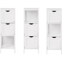 Madera Armario para baño Armario de almacenaje Botiquín Mesita de Noche Rinconera 2 Cajones Blanco - details 6