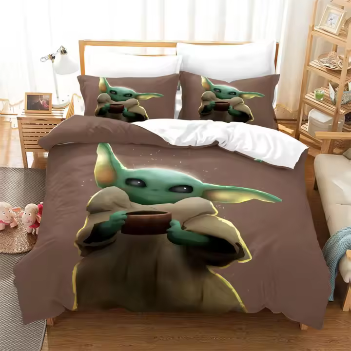 Juego de Ropa de Cama Baby Yoda Funda de Edredón, Funda de Almohada para Niños - 1