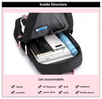 Mochila para Niñas  Mochila de Día al Aire Libre con Puerto de Carga USB 21 Litros Negro Rosa - details 6
