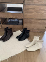 Versión coreana de versátil tubo corto botas delgadas nueva con falda botas cortas de tacón grueso zapatos franceses de mujer - details 1
