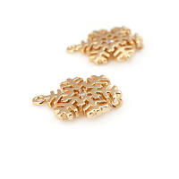 Abalorios de latón y circonita de Color dorado de 18K con 2 agujeros, abalorios de conexión de copos de nieve y flores, accesorios para pendientes para hacer joyas Diy de alta calidad - details 38