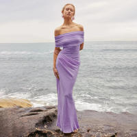 BUNO-vestidos largos con hombros descubiertos, vestido de cena negro con malla transparente, trajes de cumpleaños elegantes y sexys - details 19