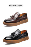 Zapatos casuales para hombres tendencia que aumenta los zapatos de cuero de cabeza redonda mocasines transpirables británicos - details 11
