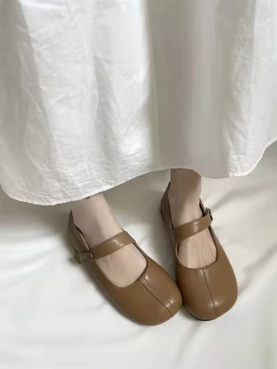 Francés de fondo plano cabeza redonda boca poco profunda solo zapatos nuevo temperamento retro desplazamiento noche Mary Jane zapatos zapatos de mujer - 1
