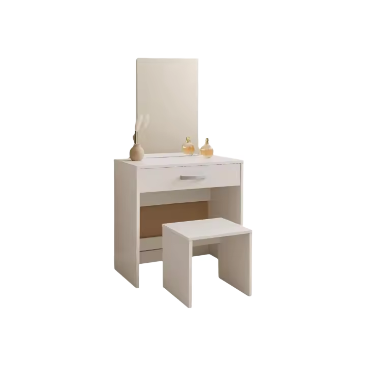 Tocador de maquillaje, madera, cajones, blanco, 130 x 63,5 x 39 cm 9 cm - 1