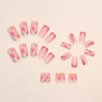Uñas rosadas con ondas impresas, uñas postizas ultraflexibles y duraderas, salón de uñas para mujeres y niñas - details 5