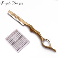 Navaja de Afeitar Profesional para Barbero Dragon Rojo Herramientas de Salón para Adelgazar Cabello con 10 Cuchillas Afiladas Z6100 - details 2