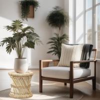 Juego de 2 taburetes de bambú, diámetro de 36 cm y 30 cm, ideal para jardín, terraza y balcón - details 3