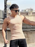 Chaleco elástico a rayas para hombre, camiseta sin mangas de gran tamaño con cuello redondo, camiseta sin mangas para gimnasio, deportes, fitness, correr, entrenamiento, culturismo - details 7