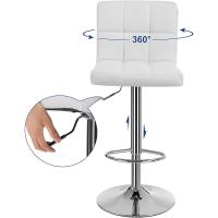 Taburete de Bar Regulable en Altura Diseño Giratorio de 360° con Resalto y Brazo Acero Cromado - details 12