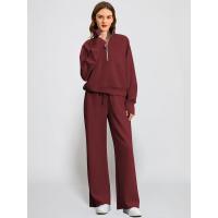 Conjunto casual de dos piezas para mujer: sudadera extragrande con media cremallera y pantalones deportivos de pierna ancha - details 18