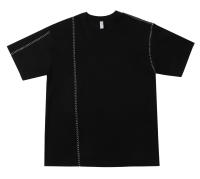 240G crash color bordado línea diseño sentido cuello redondo camiseta simple hombre y mujer manga corta - details 5