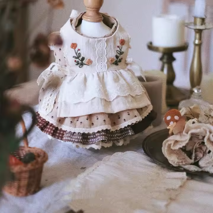 Vestido de Verano 2025 para Mascotas Pequeñas Estilo Lolita con Volantes - 1
