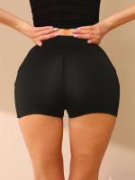 Pantalones cortos de gimnasio para mujer, mallas de Yoga de alta elasticidad con bolsillos laterales, cintura alta, pantalones deportivos sólidos a la moda - details 3