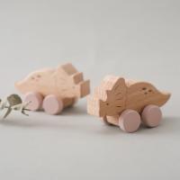 Juguete educativo Montessori para bebé, juguete de madera de haya, bloque de dinosaurio de dibujos animados, coche, juego de - details 8